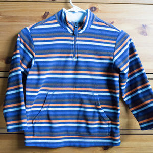 Hanna Andersson Blue-Orange Fleece Sweater - 6/7Yr
